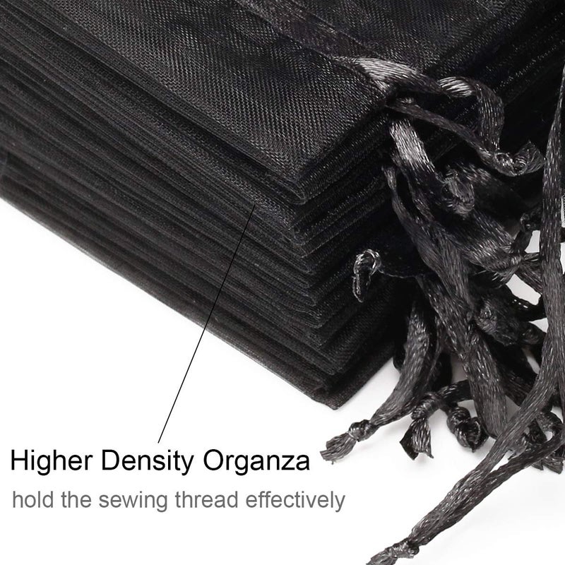 Akstore 100PCS 4x6inch (10x15cm) Drawstring Organza Jewelry Favor Pouches Wedding Party Festival Gift Bags Candy Bags (Black) - Image 4